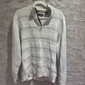Chaps Men's Zip-Up Sweater in Cream and Gray